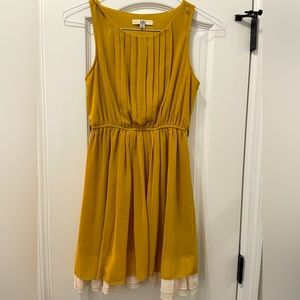Chiffon double layer yellow dress